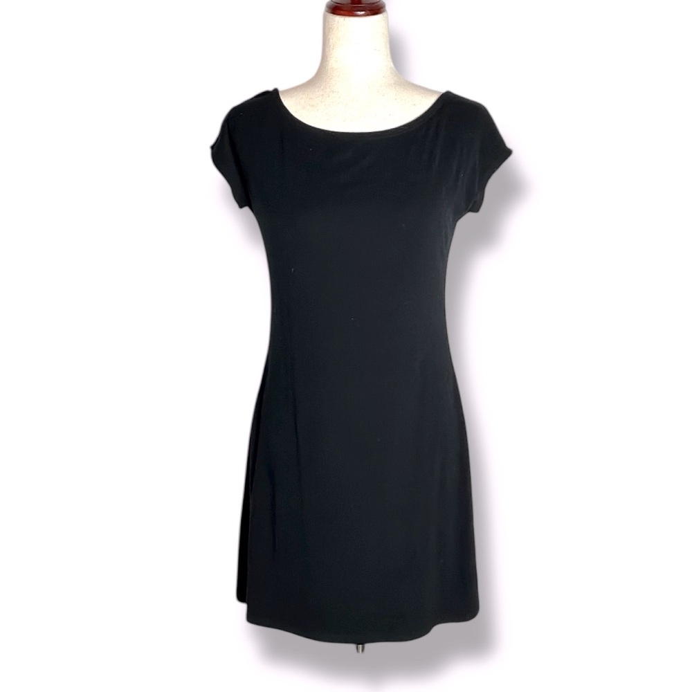 Free People Beach Black Scoop Back Cap Sleeves Mini Dress Size Medium - Picture 2 of 7